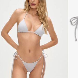 Frankie's Bikinis Soft Gray Tie Bikini Bottoms